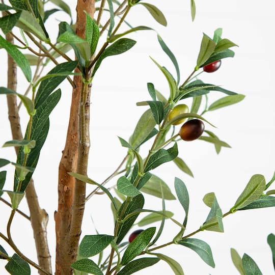 6ft. Potted Artificial Olive Tree with Natural Trunk